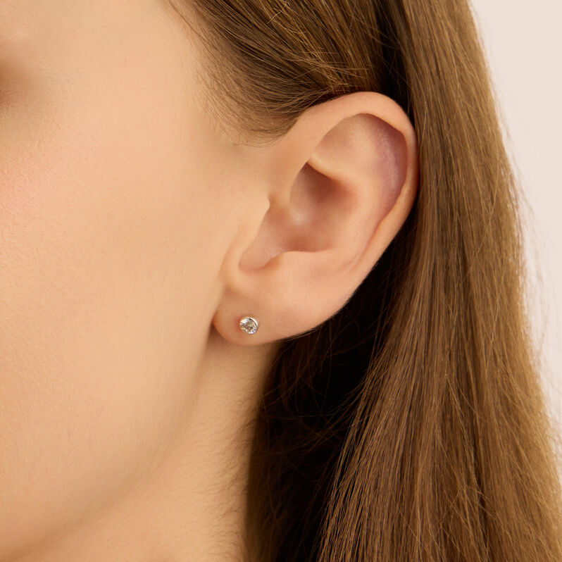 Orecchini Lobo Punto Luce Bon Ton Oro Bianco Cubic Zirconia - Orecchini a Lobo Donna | Stroili