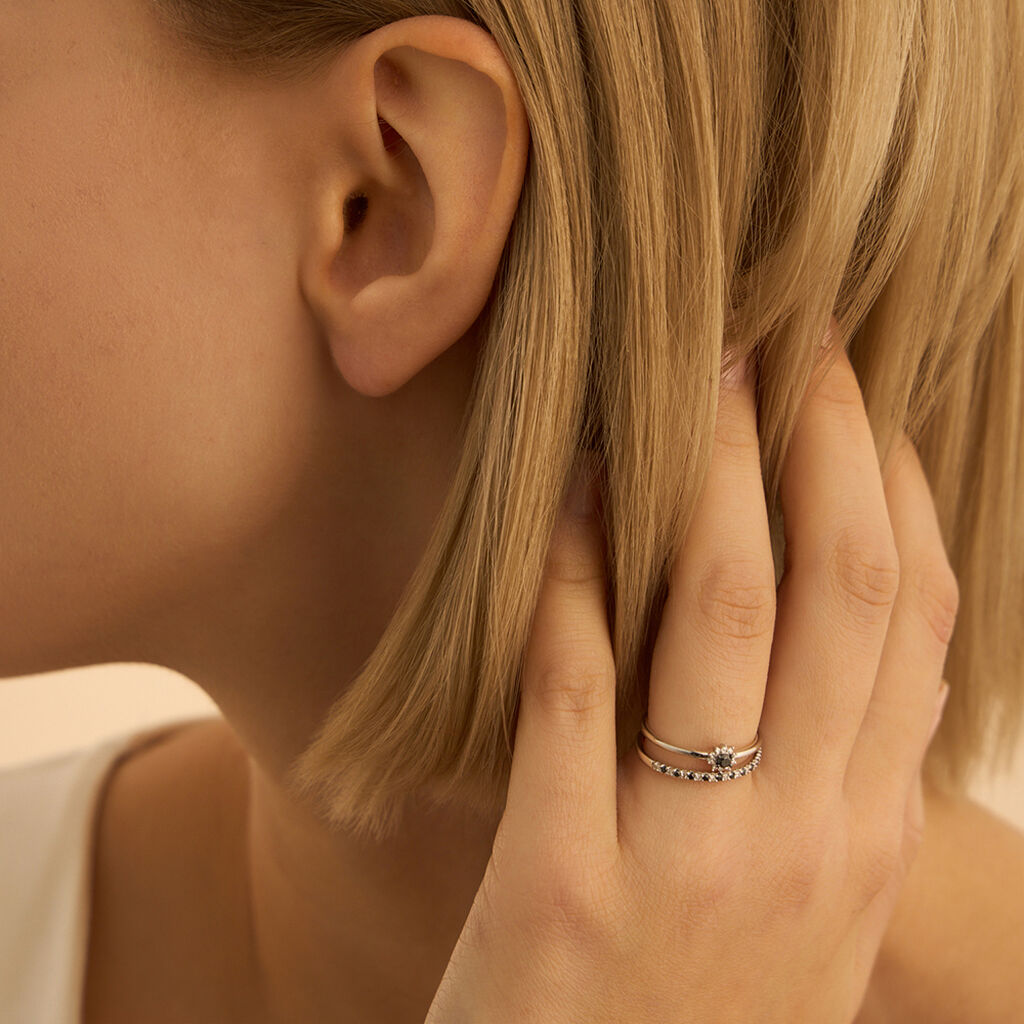 Anello Semi-eternity Sophia Oro Bianco Diamante