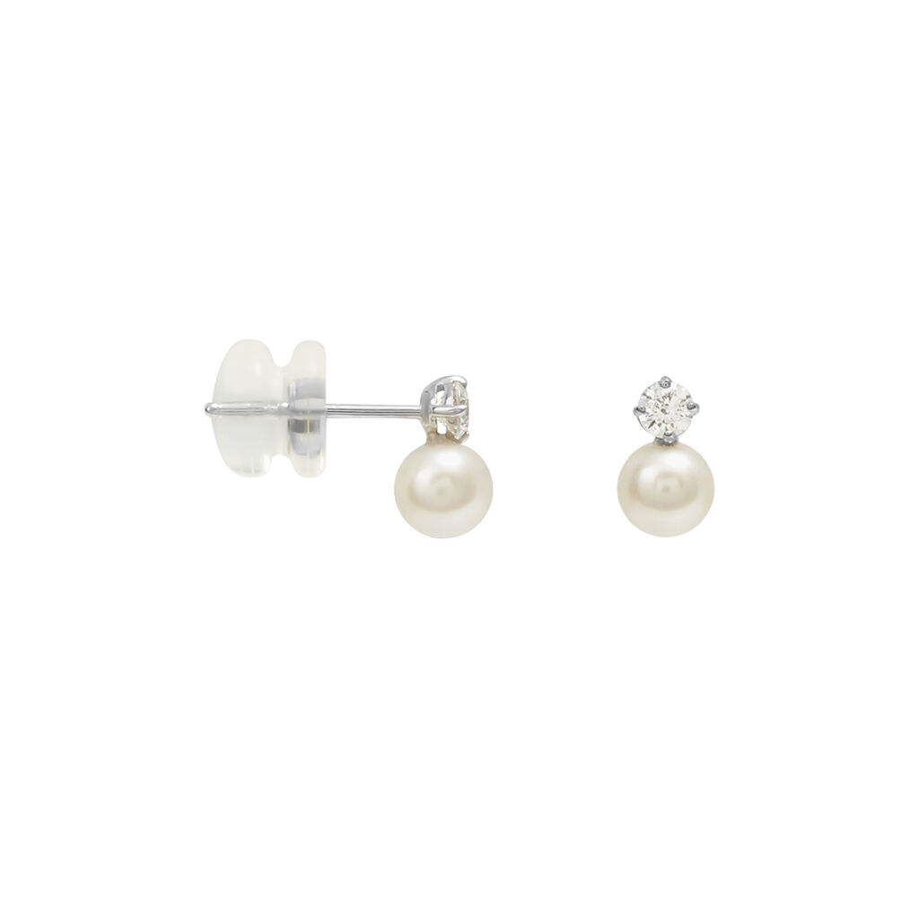 Orecchini Lobo Bon Ton Oro Bianco Perla D'Acqua Dolce Cubic Zirconia - Orecchini a Lobo Donna | Stroili