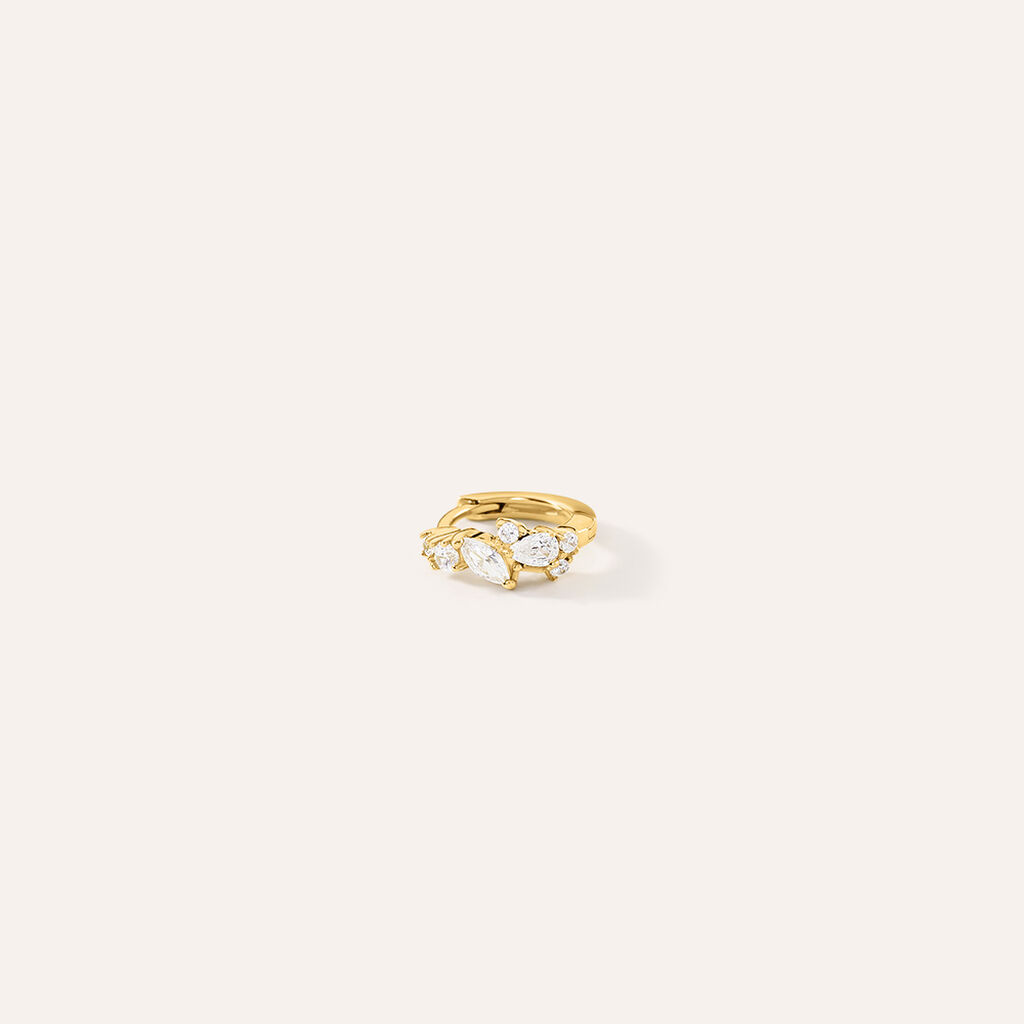 Mono Orecchino A Cerchio Silver Glow Argento Dorato Cubic Zirconia