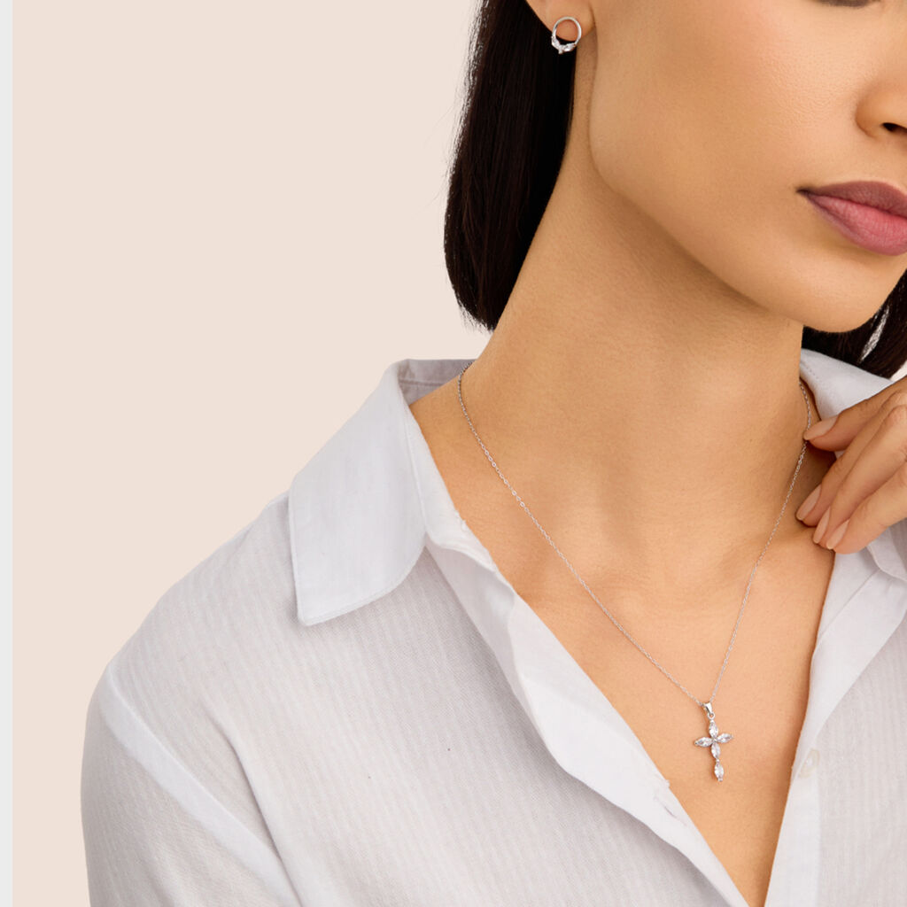 Orecchini Lobo Silver Elegance Argento Rodiato Cubic Zirconia - Orecchini a Lobo Donna | Stroili