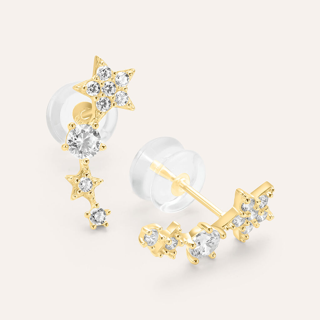 Orecchini Lobo Bon Ton Oro Giallo Cubic Zirconia