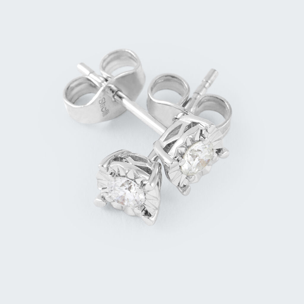 Orecchini Lobo Punto Luce Diamotion Oro Bianco Diamante - Orecchini a Lobo Donna | Stroili