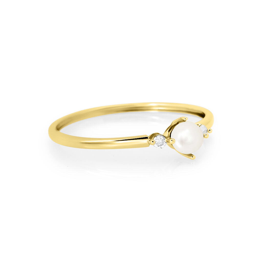 Anello Solitario Gabrielle Precious Oro Giallo Perla D'Acqua Dolce Diamante - Anelli con Pietre Donna | Stroili