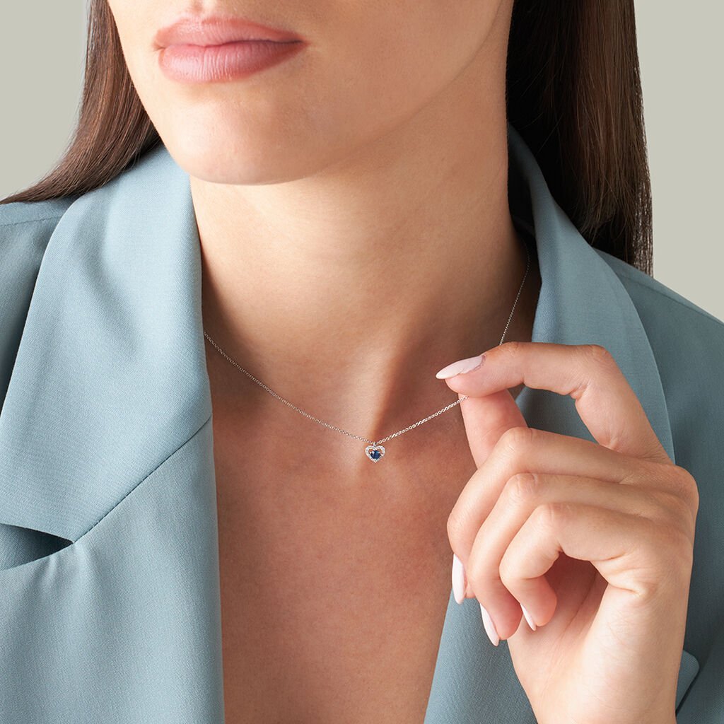 Collana Charlotte Oro Bianco Zaffiro Diamante - Collane Donna | Stroili