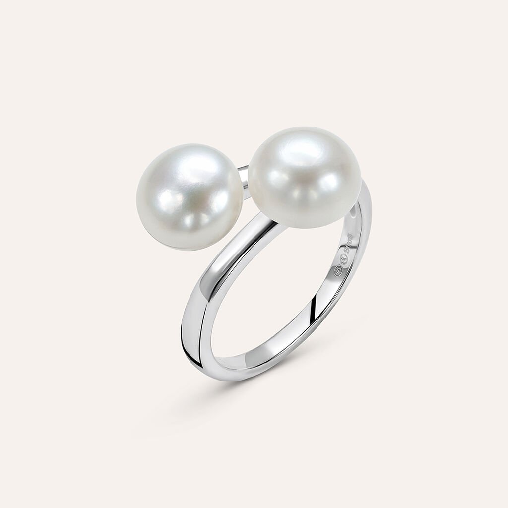 Anello Contrarie Silver Pearls Argento Rodiato Perla sintentica