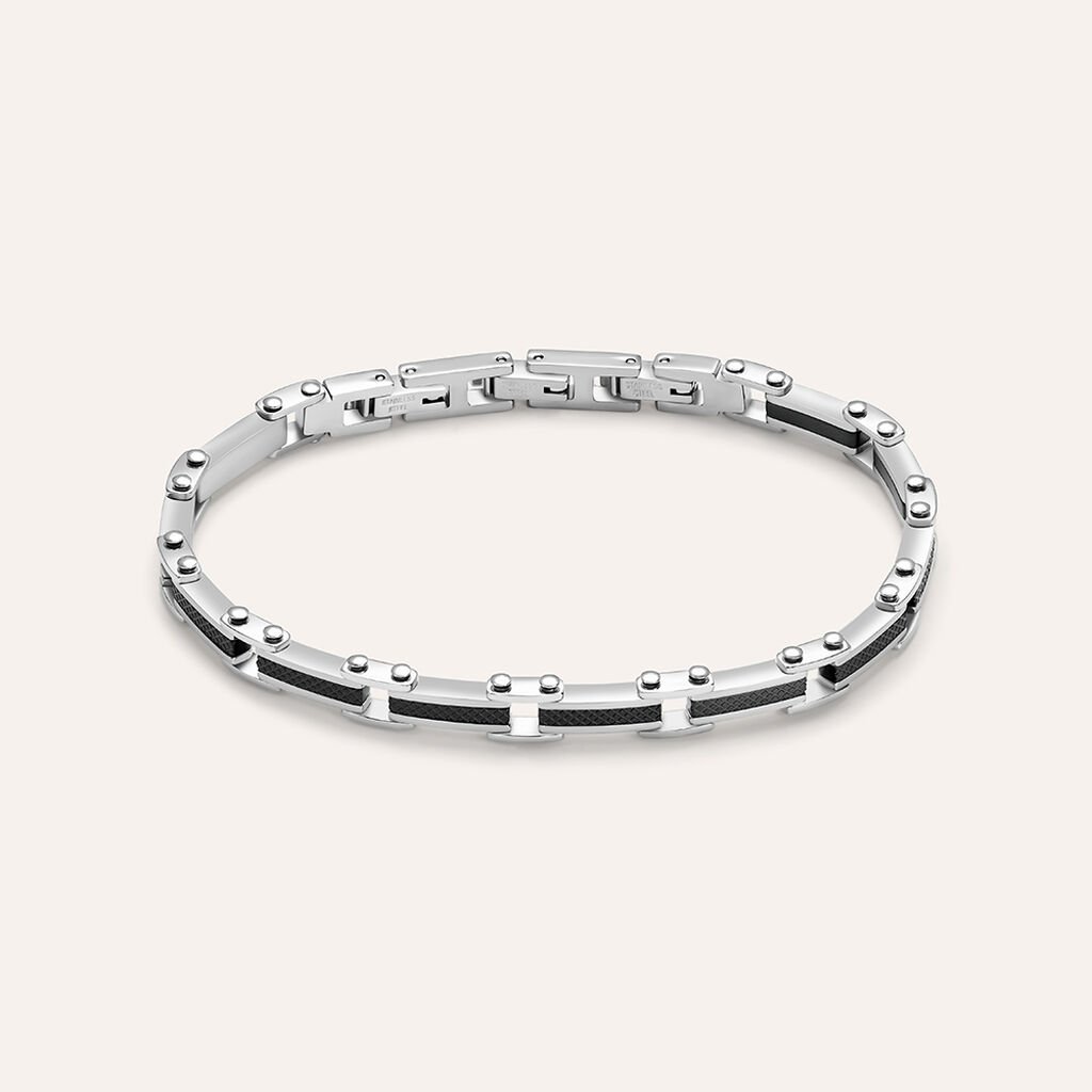 Bracciale Man Code Acciaio Bicolore Bianco / Nero Cristallo