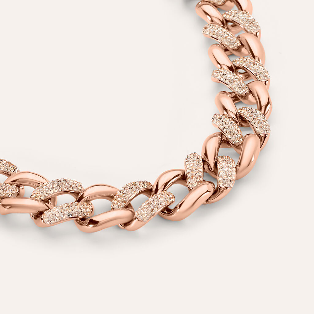 Bracciale Catena Aura Acciaio Rosa Cristallo