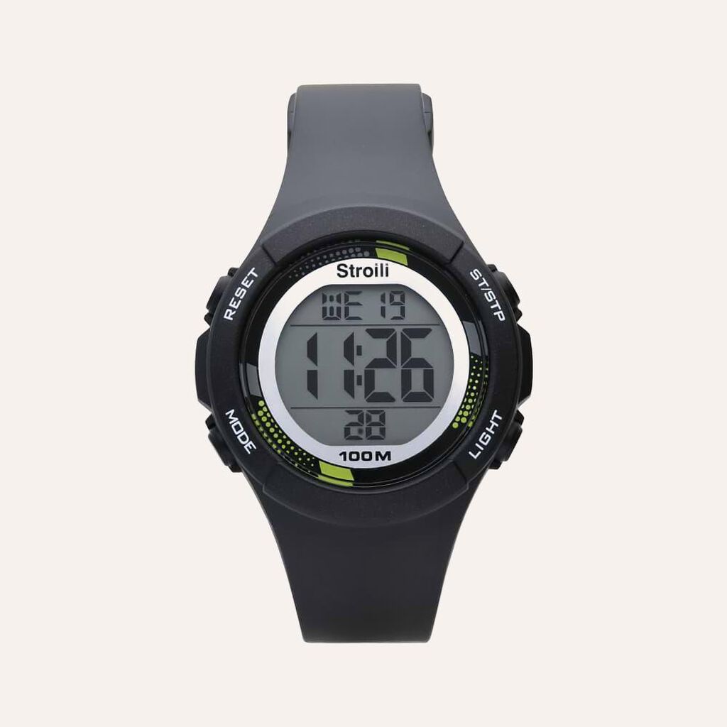 Baltimora Cronografo digitale in silicone nero e acciaio