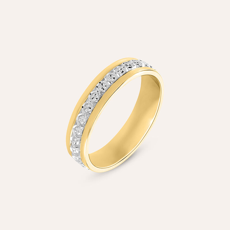 Fede Classica Diamantata 4.5 mm Oro Bicolore - Anelli con Incisione Donna | Stroili