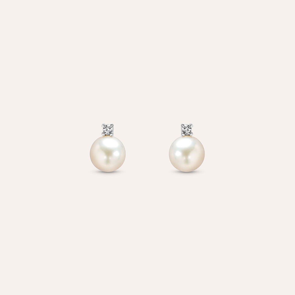 Orecchini Lobo Gabrielle Oro Bianco Perla D'Acqua Dolce Cubic Zirconia - Orecchini a Lobo Donna | Stroili