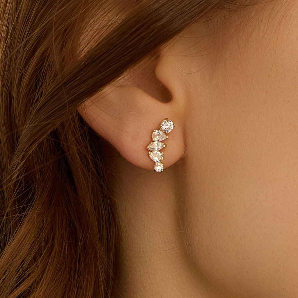 Orecchini Lobo Bon Ton Oro Giallo Cubic Zirconia - Regalo per Cerimonie Religiose Donna | Stroili