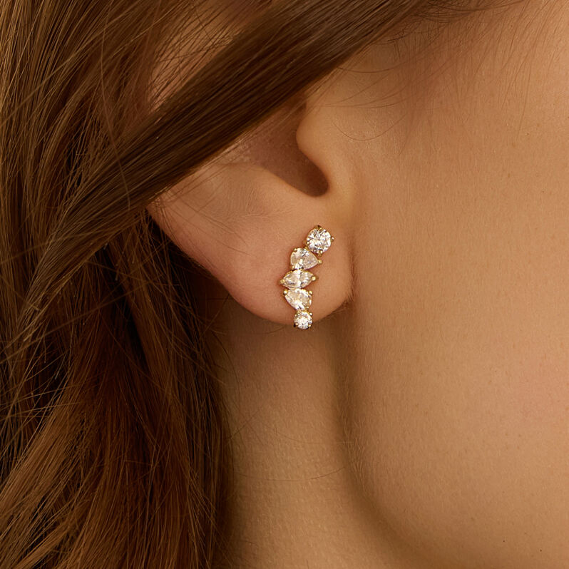 Orecchini Lobo Bon Ton Oro Giallo Cubic Zirconia - Regalo per Cerimonie Religiose Donna | Stroili