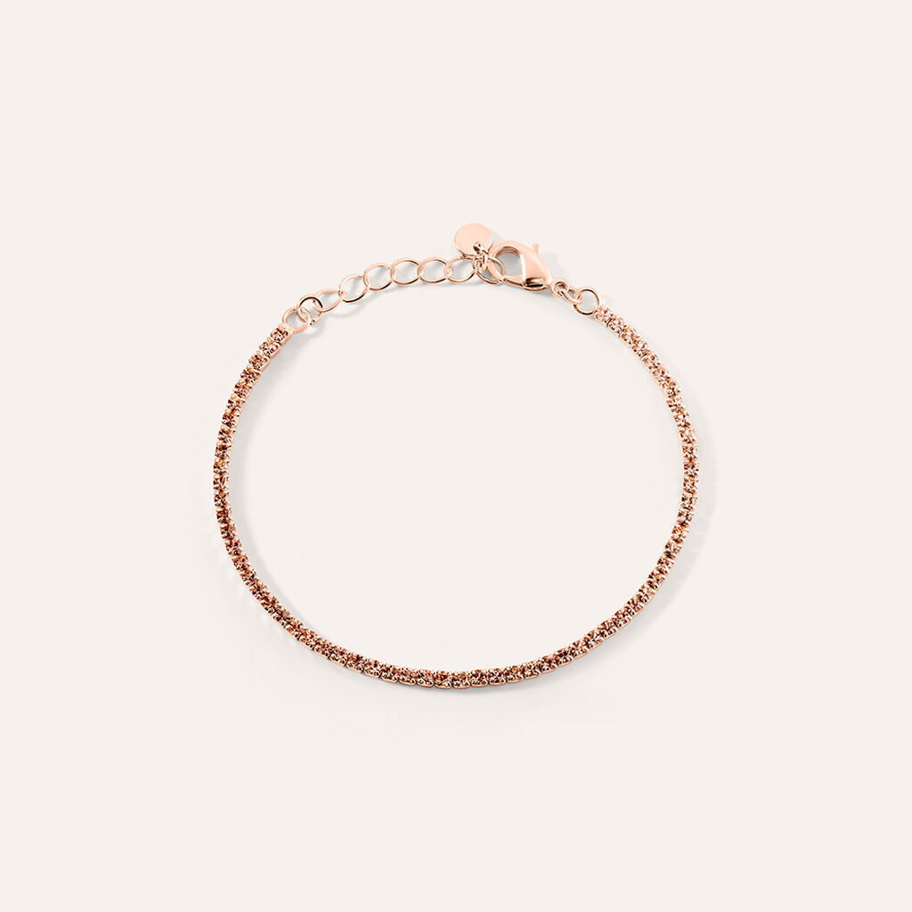 Bracciale Tennis Romantic Shine Metallo Rosa Cristallo - Bracciali Tennis Donna | Stroili