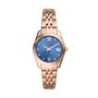 Orologio Fossil solo tempo con cinturino in acciaio rosato e quadrante blu