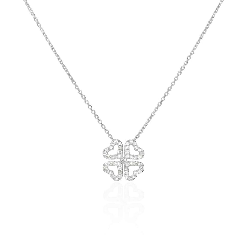 Collana in oro bianco e diamanti 0.14 ct con ciondolo Quadrifoglio - Collane Donna | Stroili