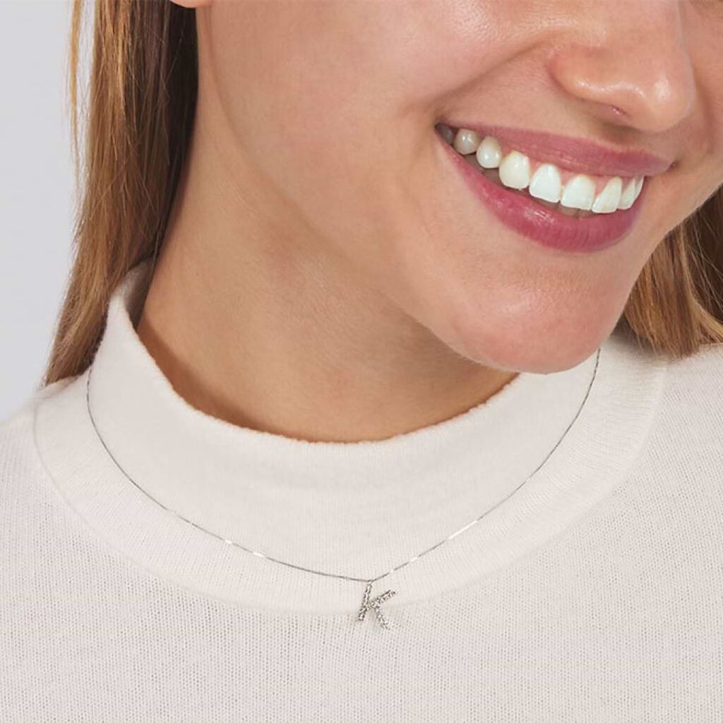 Collana Diamond Letters Oro Bianco Diamante - Collane Donna | Stroili