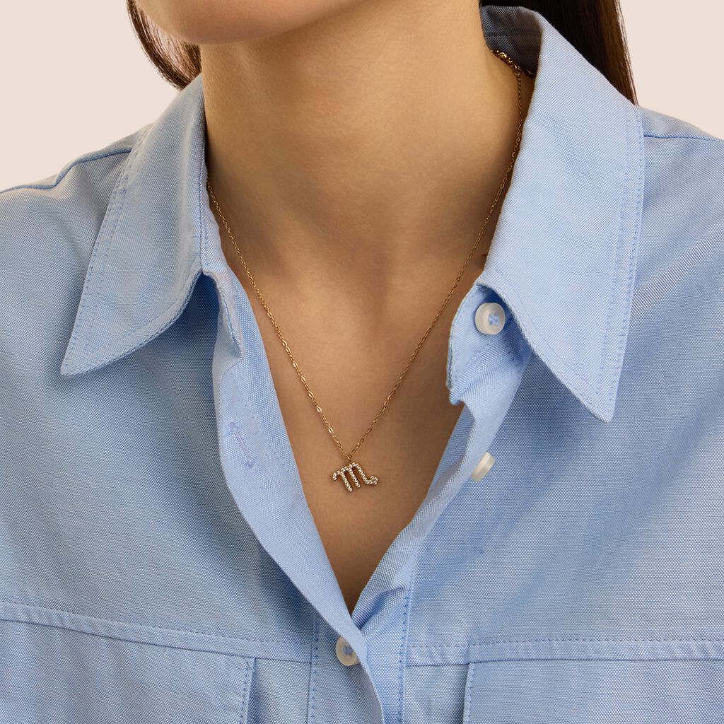 Collana Radiance Acciaio Dorato Cubic Zirconia