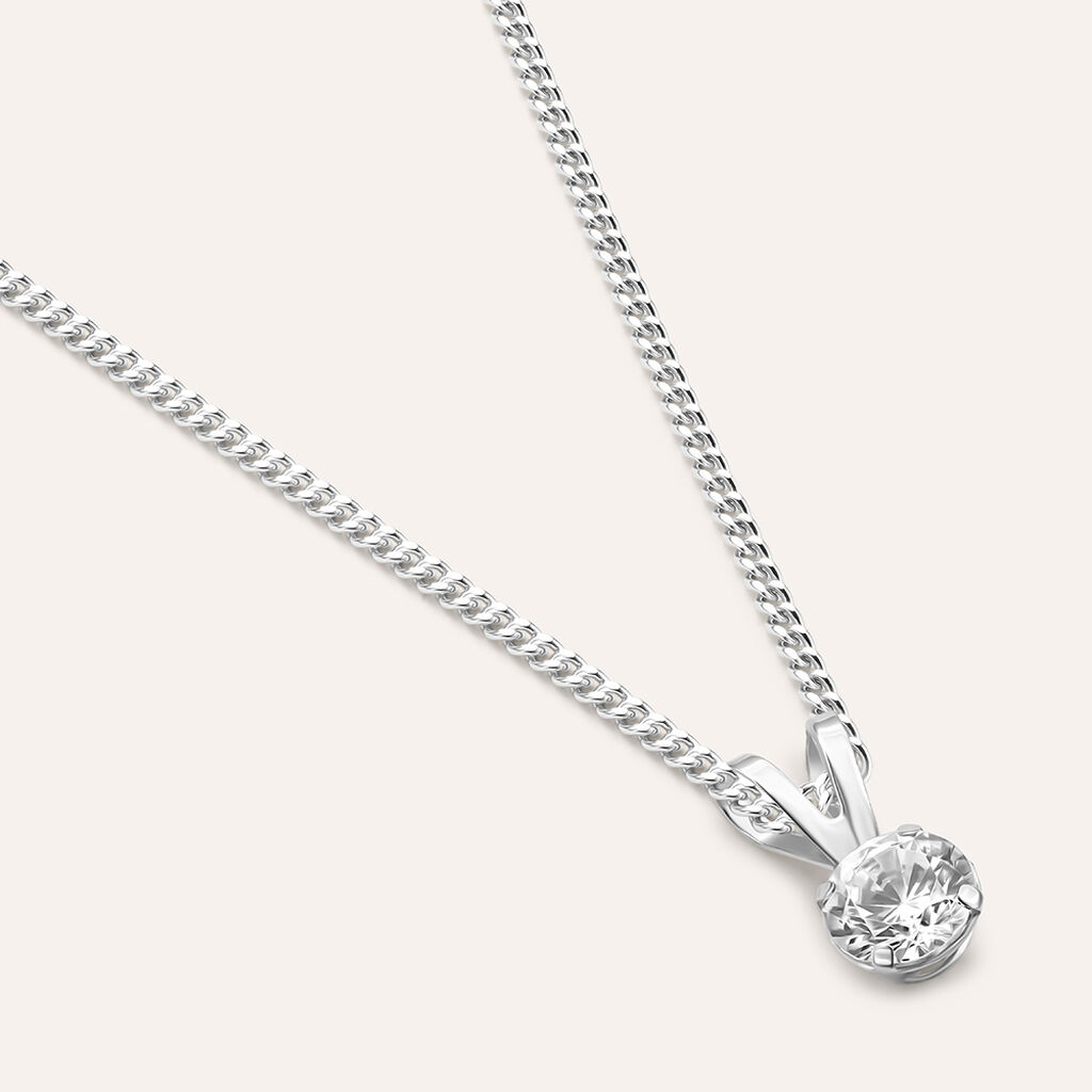 Pendente Punto Luce Po&egrave;me Oro Bianco Cubic Zirconia