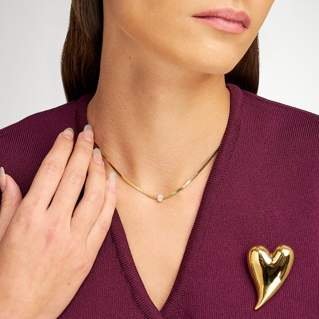 Collana Lady Code Acciaio Dorato Cristallo - Collane Donna | Stroili