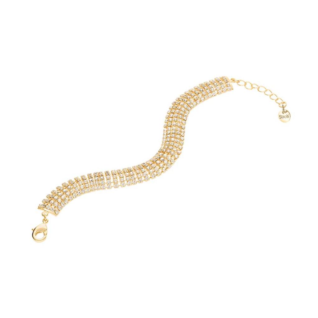 Bracciale dorato e strass multifilo - Bracciali Donna | Stroili
