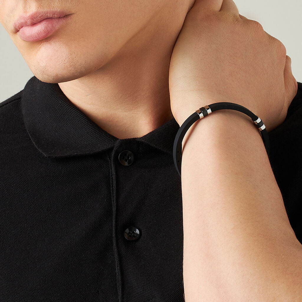 Bracciale Man Code Acciaio Bicolore Bianco / Nero - Bracciali Uomo | Stroili