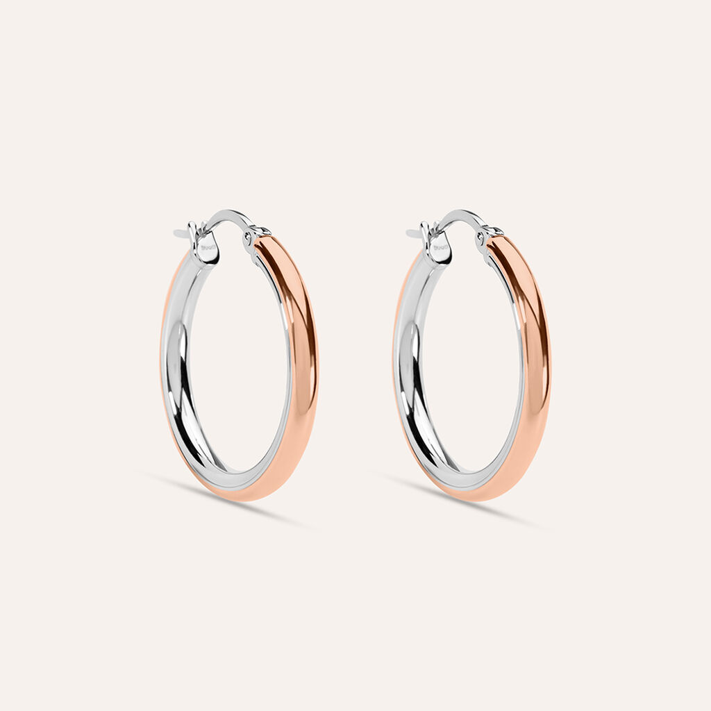 Orecchini A Cerchio Sunrise Acciaio Bicolore Bianco / Rosa