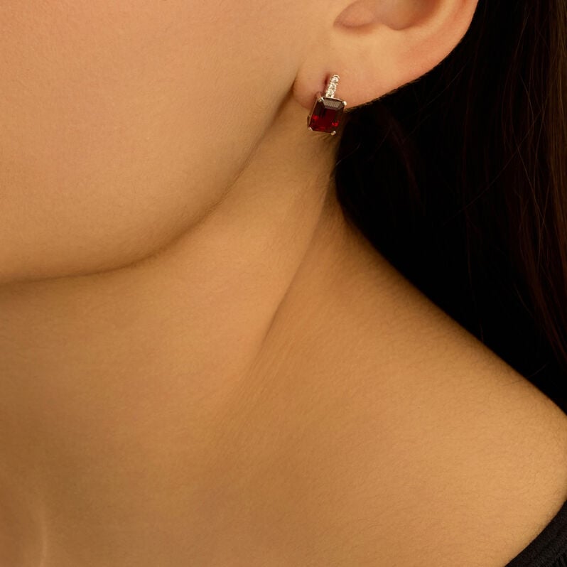 Orecchini Lobo Jasmine Oro Bianco Rodolite Diamante - Orecchini a Lobo Donna | Stroili