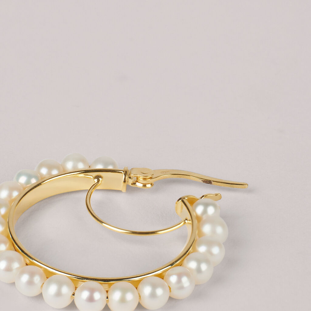 Orecchini A Cerchio Gabrielle Oro Giallo Perla D'Acqua Dolce