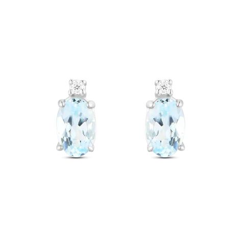 Orecchini Lobo Punto Luce Acquamarina Oro Bianco Acquamarina Diamante - Orecchini a Lobo Donna | Stroili