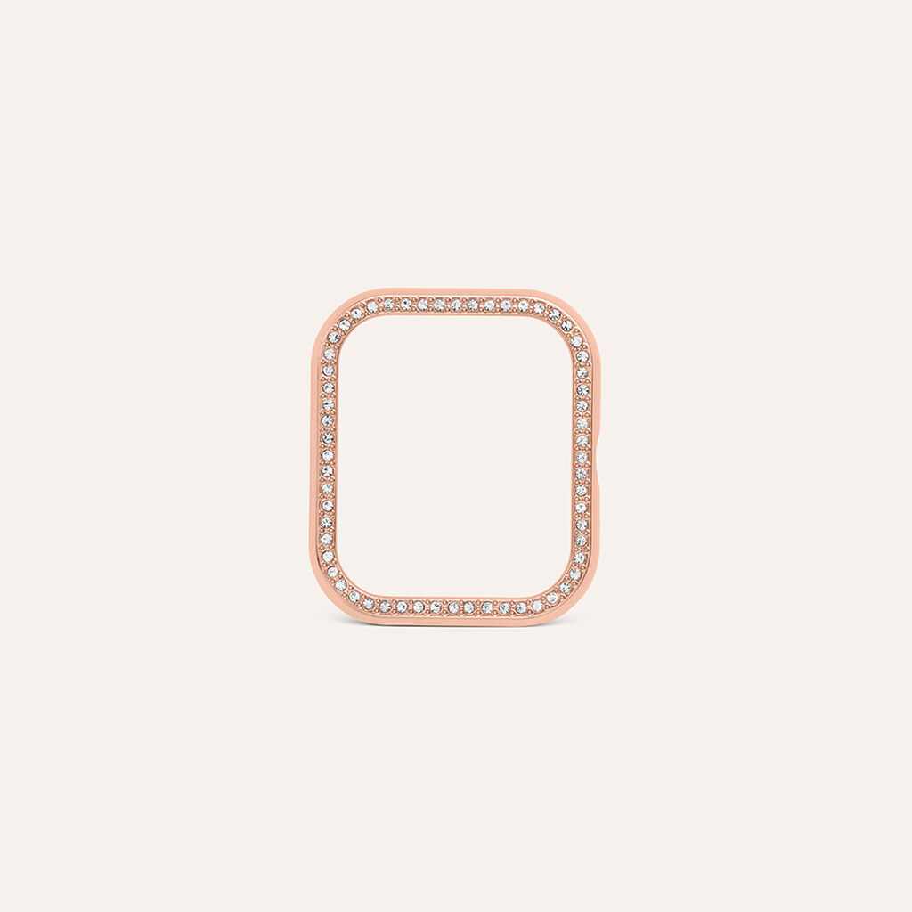 Cover in Plastica Rosata con Cristalli Bianchi Compatibile con Stroili Smartwatch Square