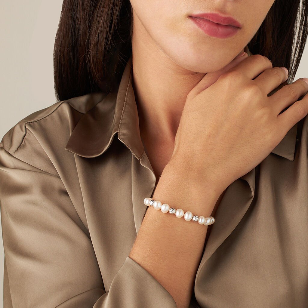 Bracciale Gabrielle Oro Bianco Perla D'Acqua Dolce - Bracciali Donna | Stroili