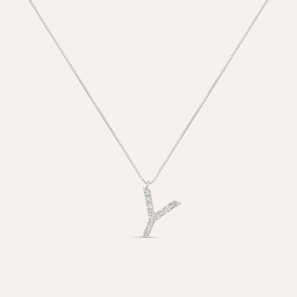 Collana Diamond Letters Oro Bianco Diamante - Collane Donna | Stroili