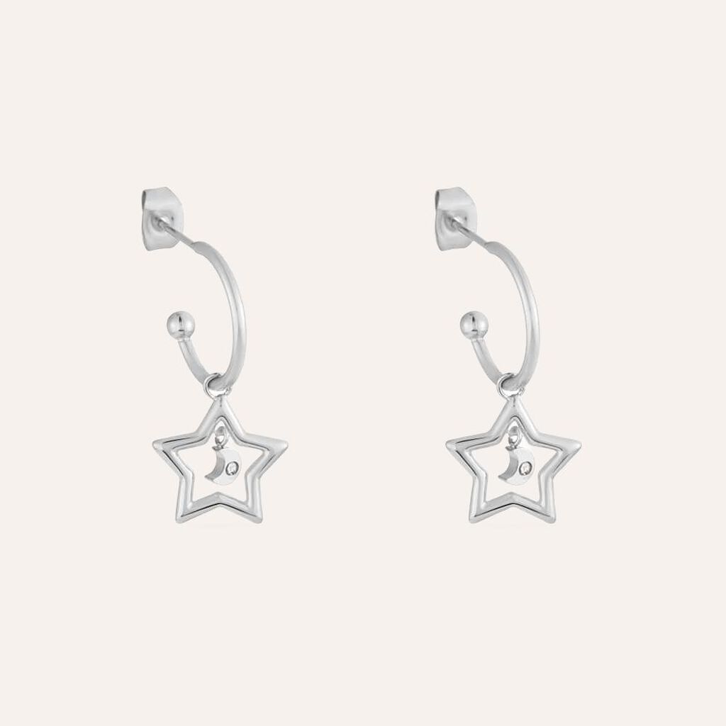 Orecchini A Cerchio Sunrise Acciaio Cristallo