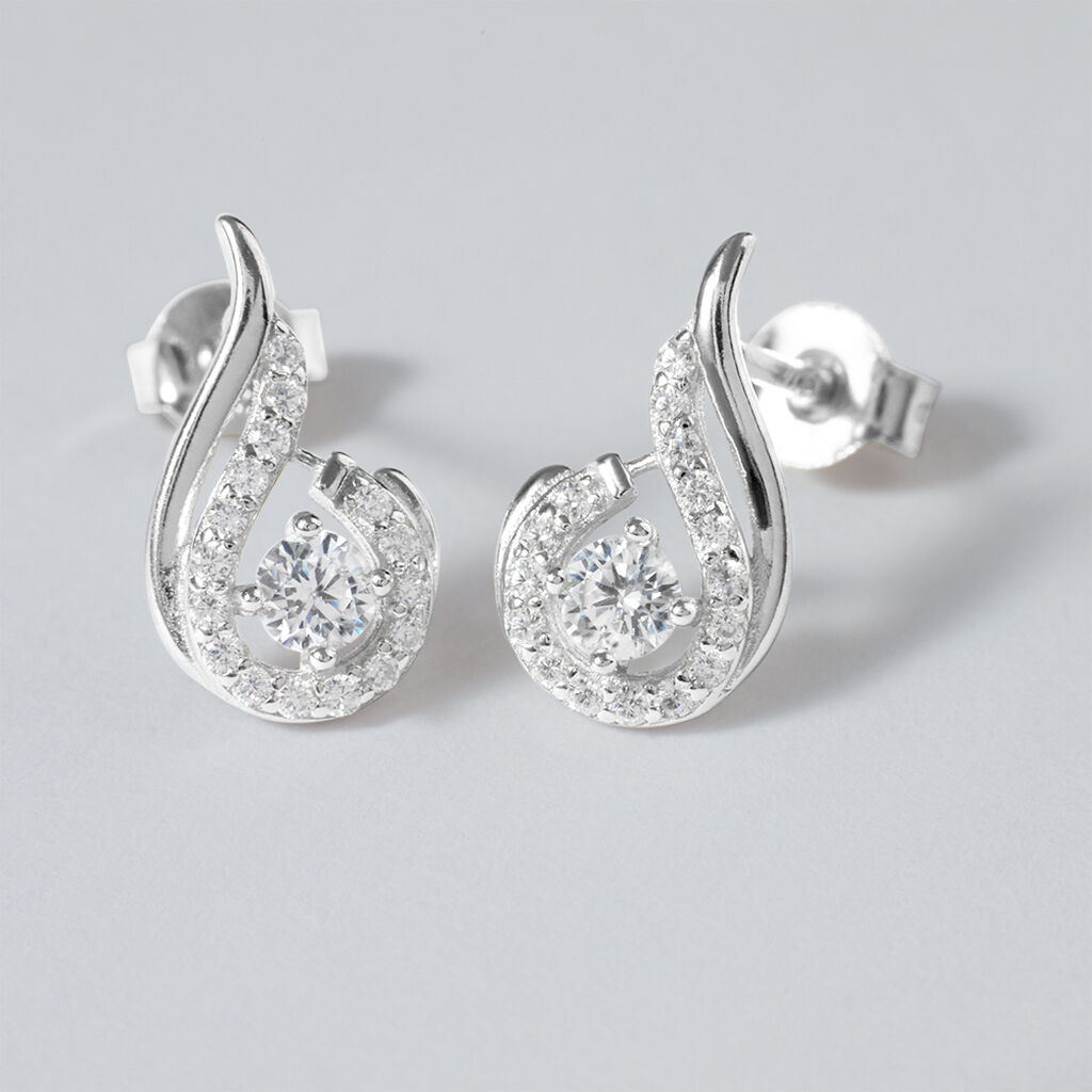 Orecchini Lobo Silver Elegance Argento Rodiato Cubic Zirconia - Orecchini a Lobo Donna | Stroili
