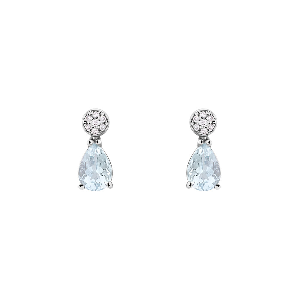 Orecchini Lobo Acquamarina Oro Bianco Acquamarina Diamante - Orecchini a Lobo Donna | Stroili
