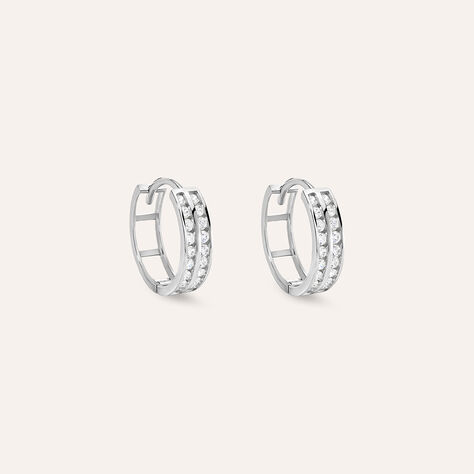 Orecchini A Cerchio Toujours Oro Bianco Cubic Zirconia - Orecchini a Cerchio Donna | Stroili