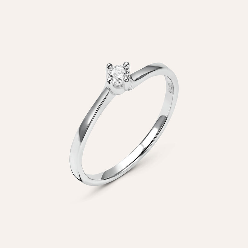 Anello Solitario Valentino Silver Elegance Argento Rodiato Cubic Zirconia - Anelli con Pietre Donna | Stroili
