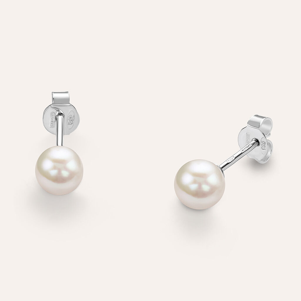 Orecchini Lobo Silver Pearls Argento Rodiato Perla sintentica