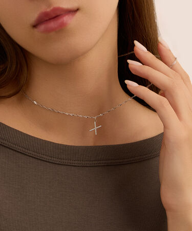 Pendente Po&egrave;me Oro Bianco Cubic Zirconia