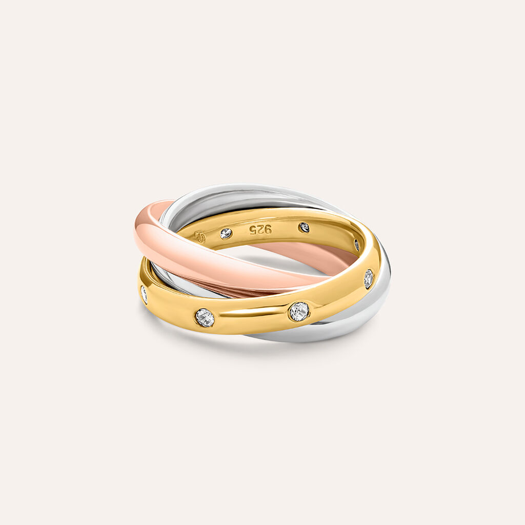 Anello Fedina Silver Collection Argento Tricolore Cubic Zirconia