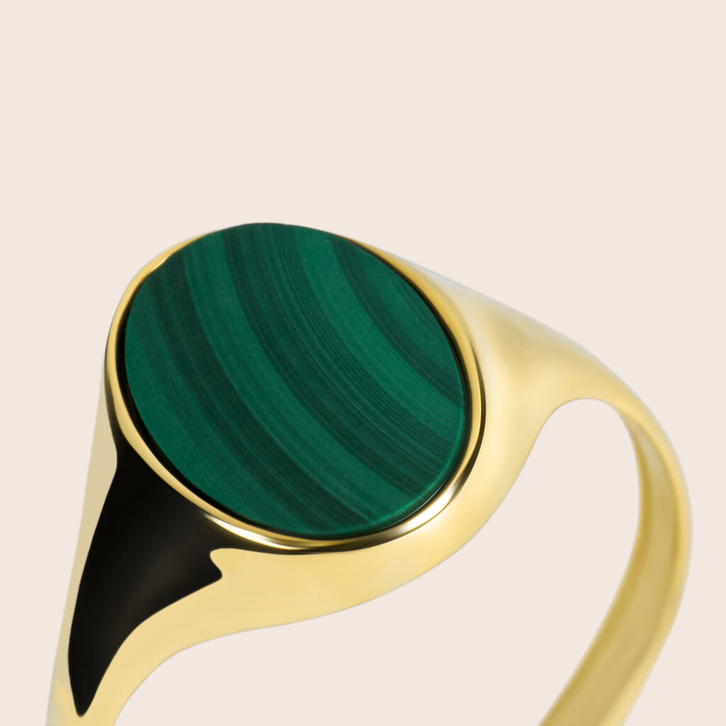Anello Chevalier Beverly Oro Giallo Malachite