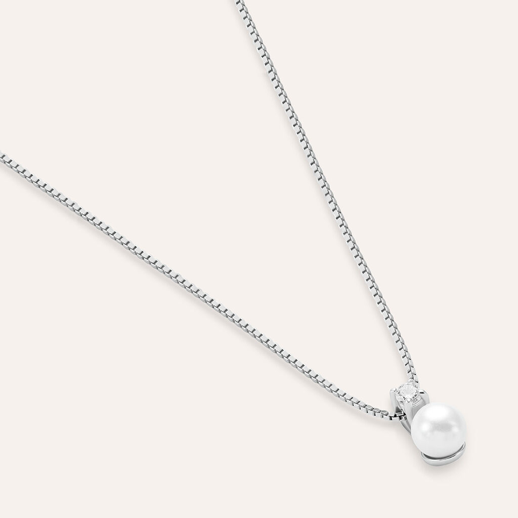 Collana Silver Pearls Argento Rodiato Perla sintentica Cubic Zirconia - Collane Donna | Stroili