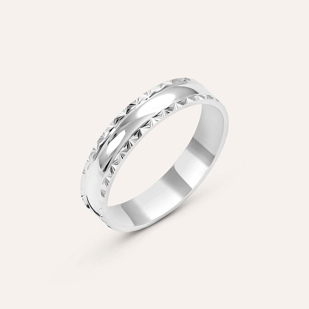 Fede Classica Diamantata 4 mm Oro Bianco