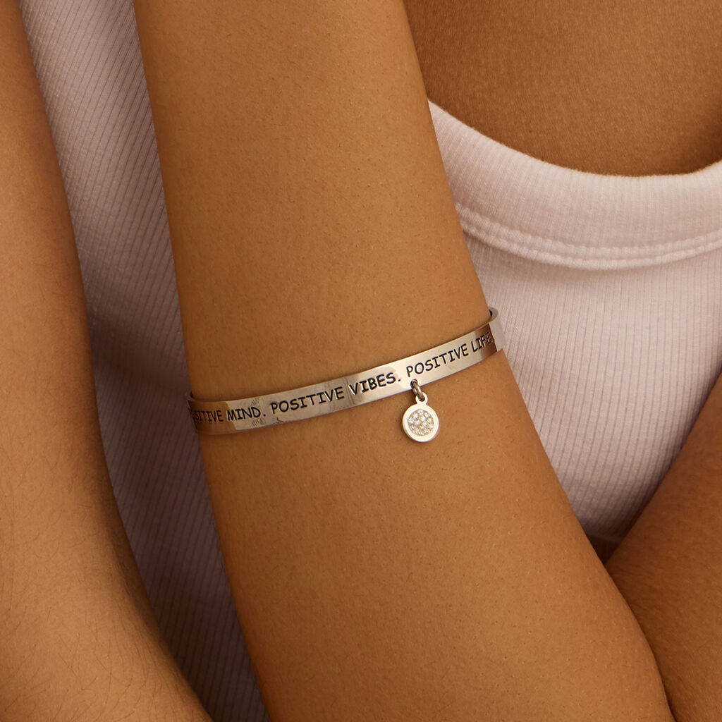 Bangle Lady Message Acciaio Cristallo - Bracciali Rigidi Donna | Stroili