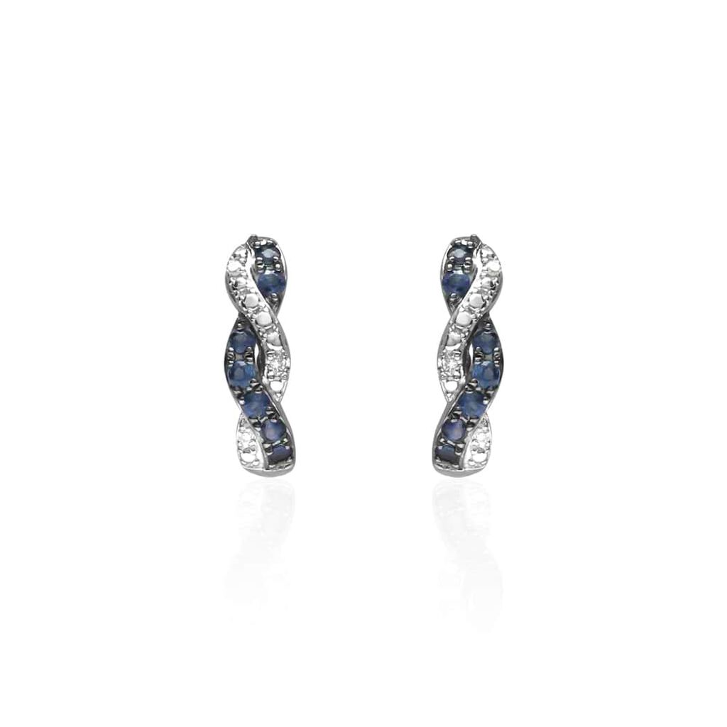 Orecchini pendenti in oro bianco con zaffiri 0.124 ct e diamanti 0.0132 ct