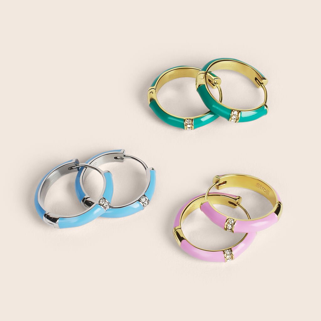 Orecchini A Cerchio Lady Sweet Acciaio Cristallo