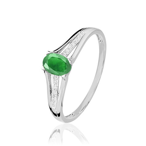 Anello Charlotte Oro Bianco Smeraldo Diamante - Anelli con Pietre Donna | Stroili