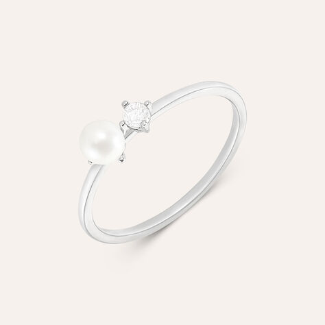 Anello Fantasia Gabrielle Oro Bianco Perla D'Acqua Dolce Cubic Zirconia - Anelli con Pietre Donna | Stroili