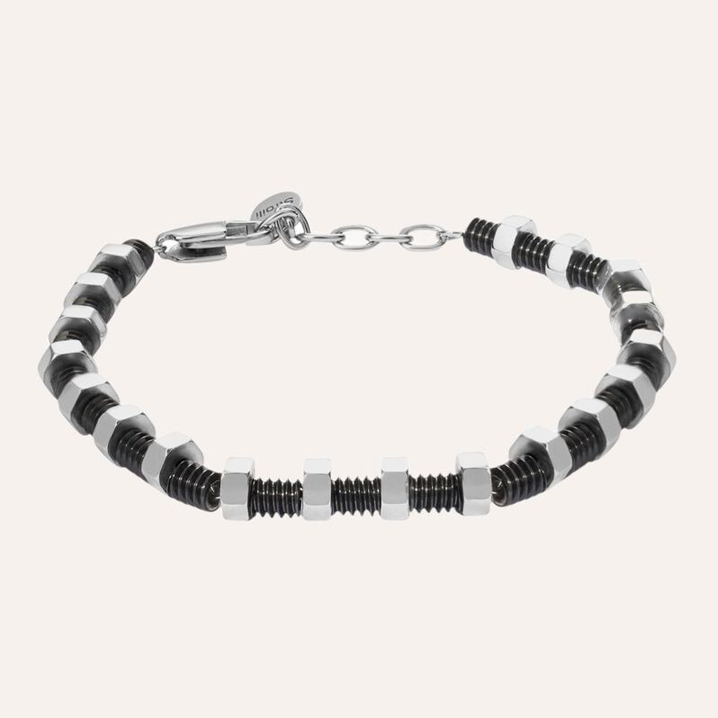 Bracciale Man Code Acciaio Bicolore Bianco / Nero - Bracciali Uomo | Stroili